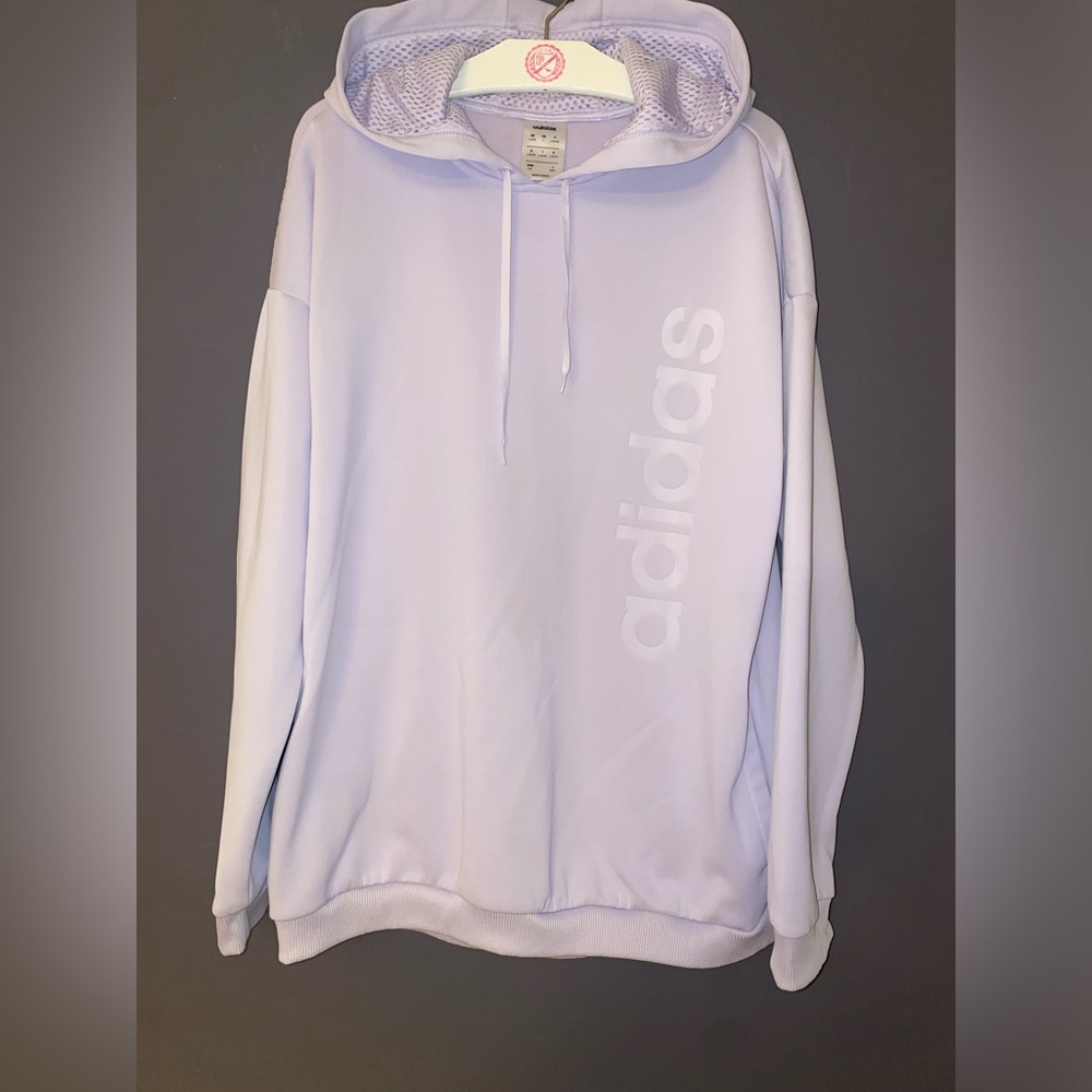 ADIDAS WOMENS GEAR UP AEROREADY PULLOVER HOODIE SWEATSHIRT LILAC PURPLE LOGO LG